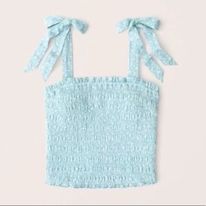 ABERCROMBIE & FITCH TIE-STRAP SMOCKED CAMI TOP